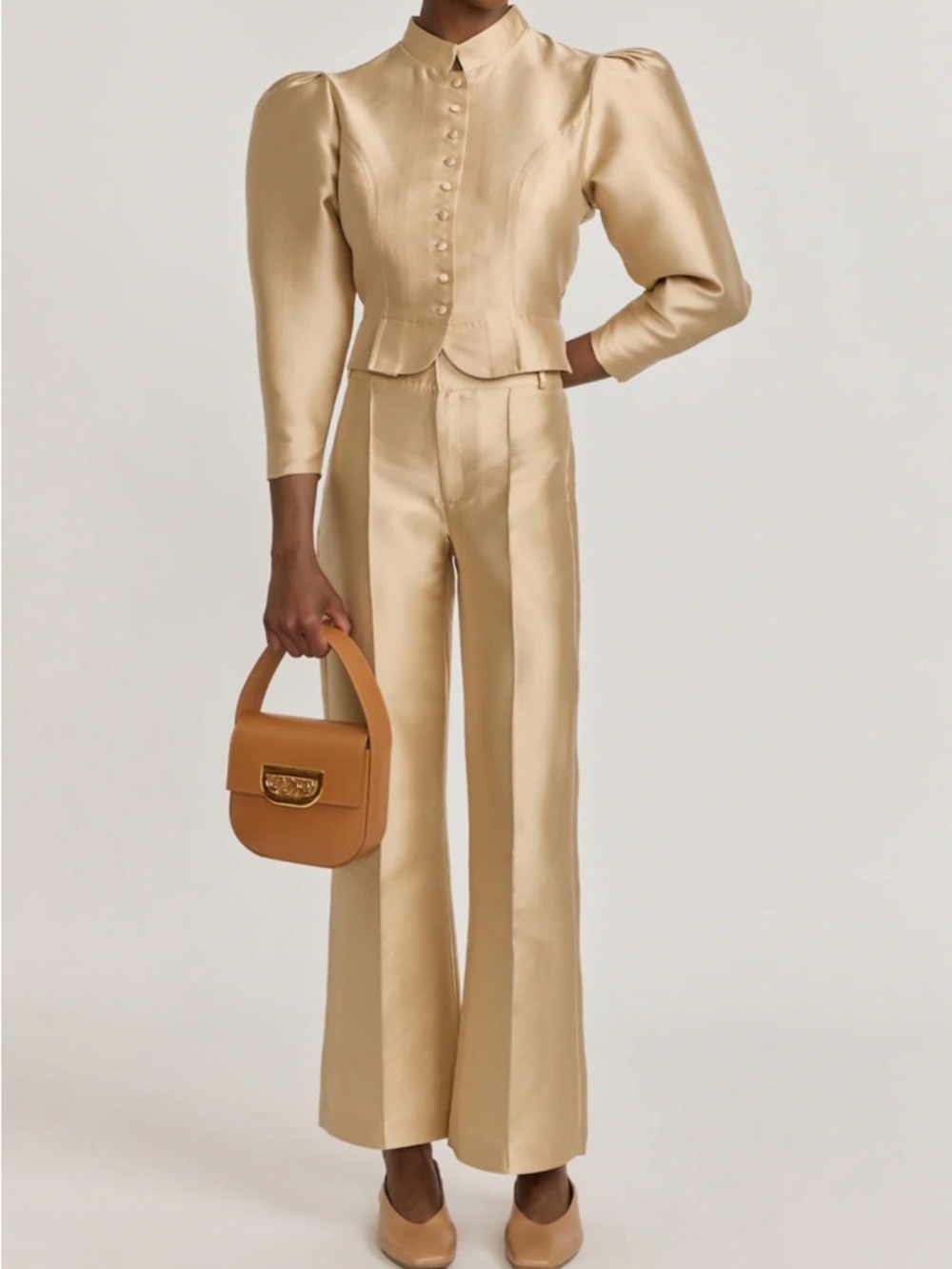 NWT Destree Beige satin straight pants